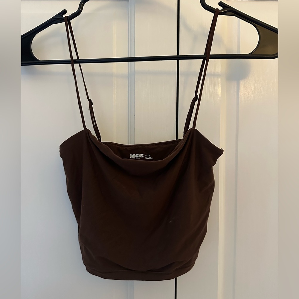 Smoothez by Aerie Brown Spaghetti Strap Top